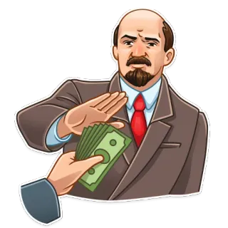 ✋ 1198632b Lenin Lénine, politique, refus, argent, communisme, politique telegram sticker