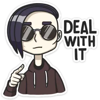 😎 92aca14c DEAL WITH IT Lide com isso, Óculos de sol, Meme, Óculos, Emo, Legal, Apontando whatsapp sticker