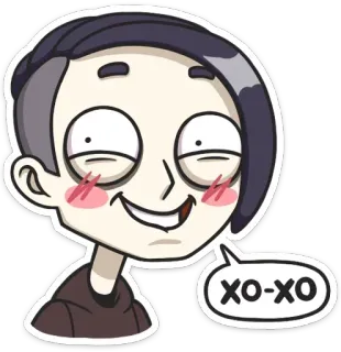 😈 b6894065 XO-XO desenho animado, sorrindo, xoxo, beijo, abraços, saudação whatsapp sticker