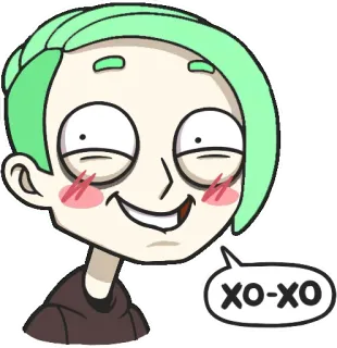 ☺️ 212bb1fa XO-XO Cartone animato, Emoji, Personaggio, Capelli verdi, XO, Abbracci, Baci whatsapp sticker