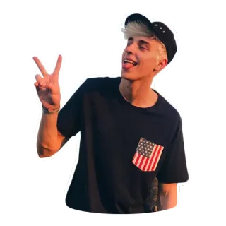 ✌ 63d925cd personne, signe de paix, chapeau, t-shirt, drapeau américain, autocollant whatsapp sticker