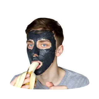 🍌 d0f2a337 homme, visage, banane, manger, masque whatsapp sticker