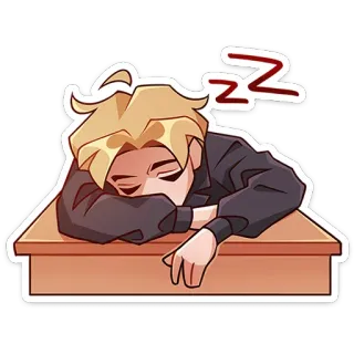 😴 659e7595 ZZ dormire, stanco, pisolino, scrivania, cartoni animati, esausto telegram sticker