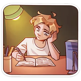 🫠 76b88039 studio, studente, scuola, apprendimento, compiti, libro, scrivania telegram sticker