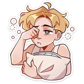 😢 8bfcd1c7 assonnato, stanco, cuscino, cartone animato, esausto, mattina telegram sticker
