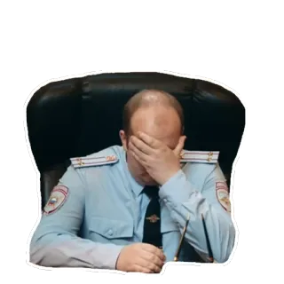 🤦 c5500d75 polizia, agente, triste, deluso, facepalm, uomo, uniforme telegram sticker