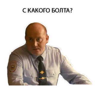 ❓ c95ad072 С КАКОГО БОЛТА? russo, domanda, polizia, ufficiale, meme telegram sticker