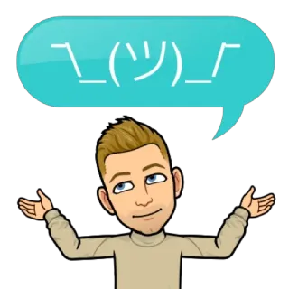 🤷‍♂️ ed311e3f ¯\_(ツ)_/¯ 耸肩, 表情符号, Bitmoji, 角色, 手势, 问题, 怀疑 telegram sticker