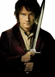 🗡 7d4d8cca Bilbo Baggins The Hobbit hobbit, bilbo balings, zwaard, fantasy, film telegram sticker