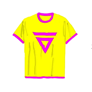 🎂 9e555b59 Tシャツ, 服, アパレル, 黄色, ピンク, 三角形, シンボル telegram sticker