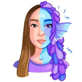 🧜‍♀️ a192fca4 Frau, Meerjungfrau, Fantasy, Porträt, Halbmensch, Wasser, Schuppen telegram sticker