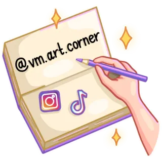 📘 d55b99c1 @vm.art.corner kunst, zeichnung, illustration, soziale medien, instagram, tiktok telegram sticker