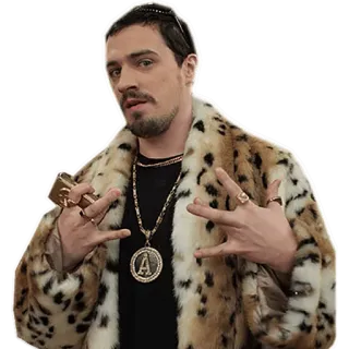 👐 2f7ddcef or, manteau fourrure, bijoux, doigt d'honneur, signes de gang telegram sticker