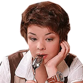 🍗 701c94be femme, cuillère, ennuyé(e), repos, nourriture telegram sticker