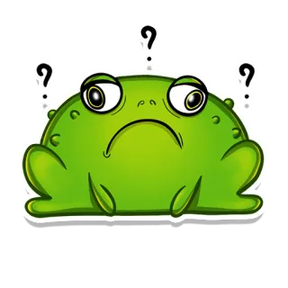 🤨 42259b97 カエル, 質問, 困惑, 緑, 動物, 漫画, ステッカー telegram sticker