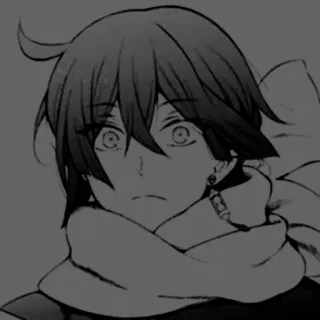 🗯 627d603d อนิเมะ, มังงะ, ตัวละคร, ผ้าพันคอ, ขาวดำ telegram sticker