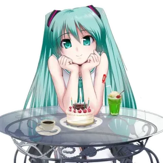 🍰 15813b4c Hatsune Miku Anime, Vocaloid, Bolo, Fofo, Garota, Hatsune Miku whatsapp sticker