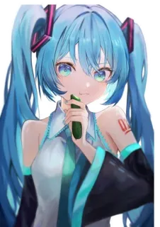 🥒 3c84ebd0 Hatsune Miku Anime, Vocaloid, Hatsune Miku, Personagem, cabelo azul whatsapp sticker