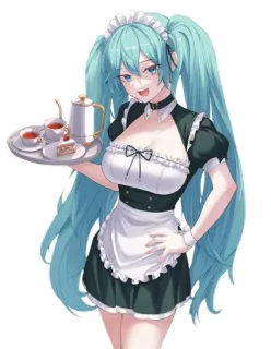 ☕ 4160cf28 Hatsune Miku Anime, Maid, Hatsune Miku, Vocaloid, Kawaii, Fofo, Mangá whatsapp sticker