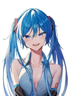 😃 e32153ea Hatsune Miku Anime, Vocaloid, Hatsune Miku, cabelo azul, garota anime whatsapp sticker