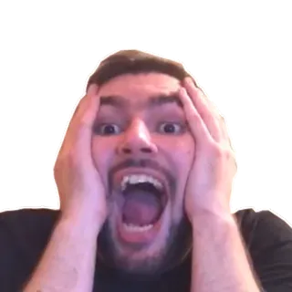 😱 93dd308e faccia scioccata, urlo, spaventato, bocca aperta, mani sul viso, paura, sorpresa telegram sticker