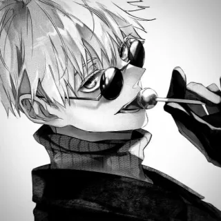 ♥ 1664e04c Gojo Satoru Jujutsu Kaisen 애니메이션, 만화, 고죠 사토루, 주술회전, 캐릭터, 안경, 사탕 telegram sticker