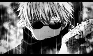 ♥ 70039a5f @gg_ko7 애니메이션, 캐릭터, 비, 흑백 telegram sticker