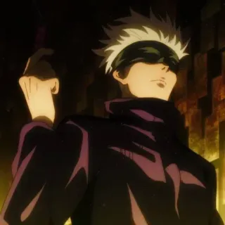 ♥ b337627f Gojo Satoru Jujutsu Kaisen 애니메이션, 고죠 사토루, 주술회전, 캐릭터, 불쾌한 제스처 telegram sticker