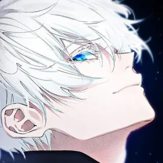 😆 c30f8b69 애니메이션, 만화, 흰머리, 파란 눈, 캐릭터, 인물 사진 telegram sticker