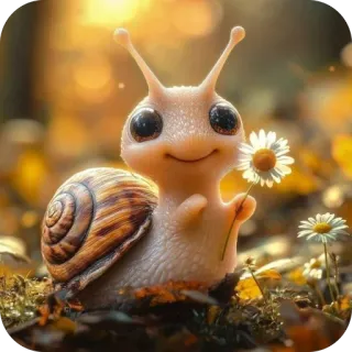 🫥 5421fcd5 Schnecke, Tier, süß, Blume, Cartoon, Natur telegram sticker
