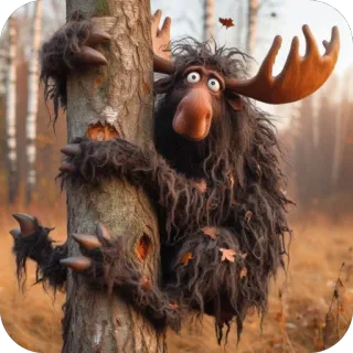 🫥 598266e4 Elch, Tier, Baum, Wald, Cartoon, Niedlich telegram sticker