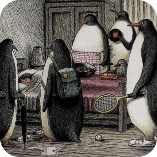 🫥 c1a46451 Pinguine, Schlafzimmer, Schlaf, Tennisschläger, Party, Zuhause telegram sticker
