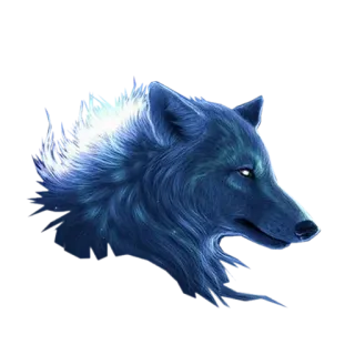 🐺 9d0ab82f 狼, 動物, 犬, 青, 光る, 頭, ポートレート telegram sticker