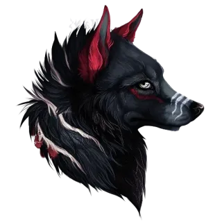 🐺 f5573945 狼, 動物, ファンタジー, クリーチャー, ダーク, 赤, 黒 telegram sticker