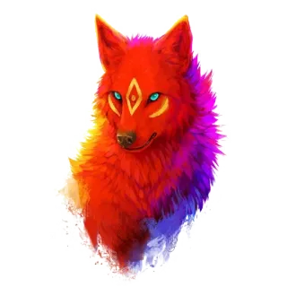 🐺 fee85806 狼, 動物, ファンタジー, ケモノ, ポートレート, 赤, 虹 telegram sticker