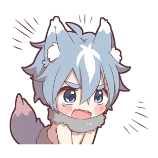 🥲 088a8c2a うわーん 动漫, 哭泣, 伤心, 可爱, 狼 telegram sticker