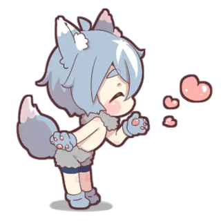 😘 3f3ae59a 狼, 动漫, 爱心, 可爱, 兽人, 卡哇伊 telegram sticker