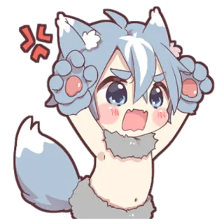 😡 53e31e5c 动漫, 兽人, 生气, 可爱, 卡通, 狼, 动物 telegram sticker