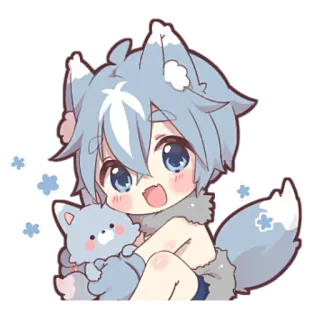 😜 97a09aca 动漫, 狼, 可爱, Q版, 兽人, 男孩 telegram sticker