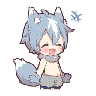 ☺️ 9c04731a 动漫, 狼, Q版, 可爱, 卡通, 贴纸, 卡哇伊 telegram sticker
