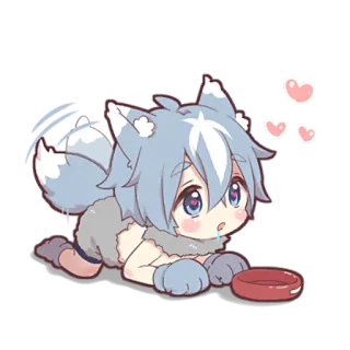 🤤 a02b6f0d Q版, 动漫, 可爱, 狼, 动物, 卡哇伊, 爱心 telegram sticker