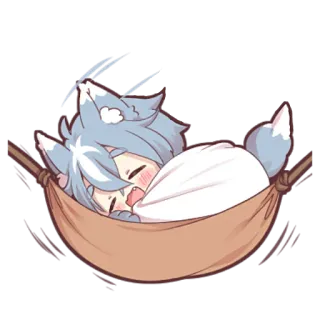 😴 a3837129 动漫, 可爱, 卡通, 睡觉, 吊床, 狼, Q版 telegram sticker