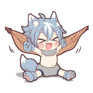 😇 b36f96da 动漫, 狼, 可爱, Q版, 卡哇伊, 卡通 telegram sticker