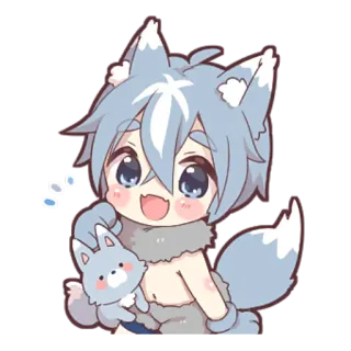 🥰 bed44b2c 狼, 可爱, 动物, 毛茸茸, 卡哇伊, Q版, 动漫 telegram sticker
