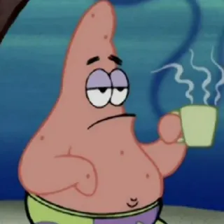✨ 1b2921f0 Patrick Star SpongeBob SquarePants Patrick Star, SpongeBob, Cartoon, Lustig, Charakter, Kaffee, Müde telegram sticker