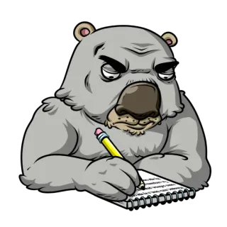 🗒 4ca94ad5 orso, scrittura, matita, cartone animato, quaderno, animale, illustrazione telegram sticker