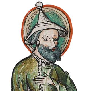 😐 1a0f5449 abad pertengahan, ilustrasi, pria, topi, jenggot, potret telegram sticker