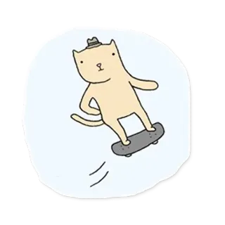 🥳 01036108 แมว, สเก็ตบอร์ด, หมวก, สัตว์, สติกเกอร์, ภาพประกอบ telegram sticker