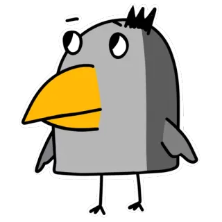 🙃 abf0361e pájaro, dibujo animado, animal, pegatina, gris, amarillo, divertido telegram sticker