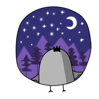 ✨ f43cf157 pájaro, noche, estrellas, naturaleza, montañas telegram sticker